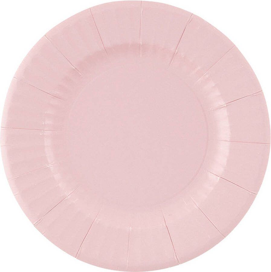 Givi Italia Feestbordjes gebaksbordjes 8x lichtroze rond papier karton 21cm biologisch afbreekbaar groot