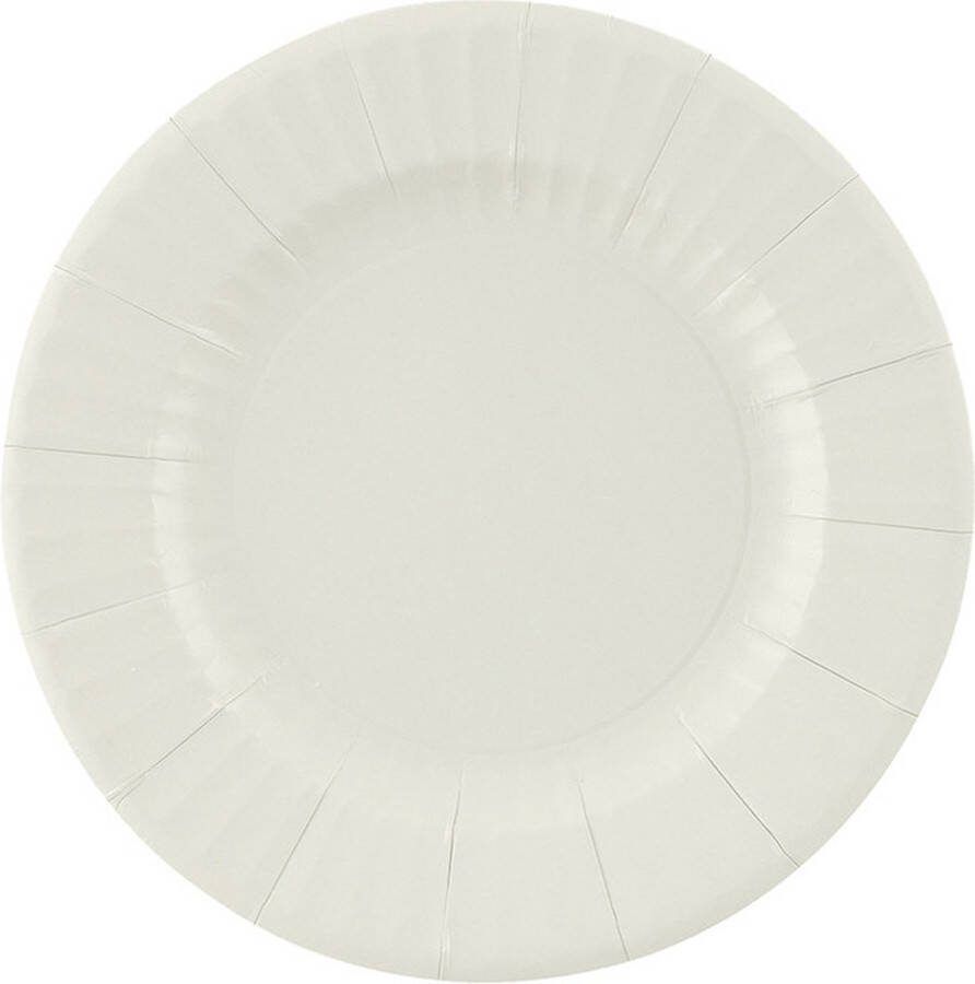 Givi Italia Feestbordjes gebaksbordjes 8x zilver grijs rond papier karton 21cm biologisch afbreekbaar groot