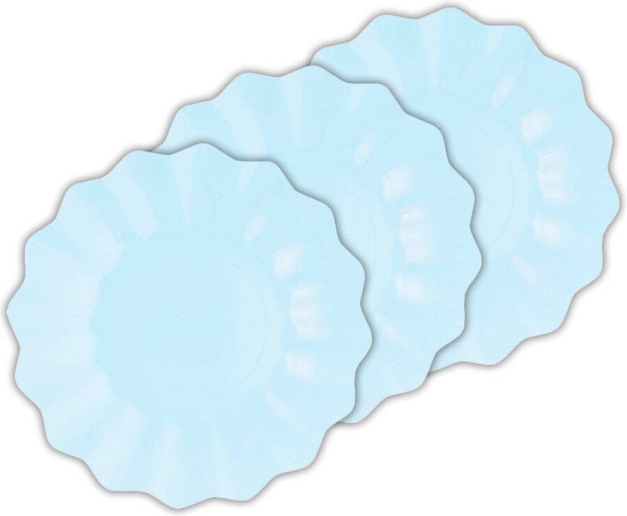 Givi Italia Feestbordjes gebaksbordjes schulprand 40x baby blauw rond papier karton 21 cm kinderfeestje