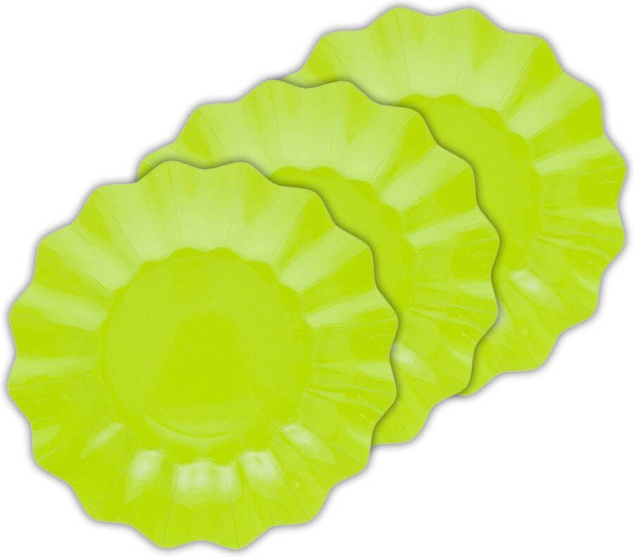 Givi Italia Feestbordjes gebaksbordjes schulprand 40x lime groen rond papier karton 27 cm kinderfeestje