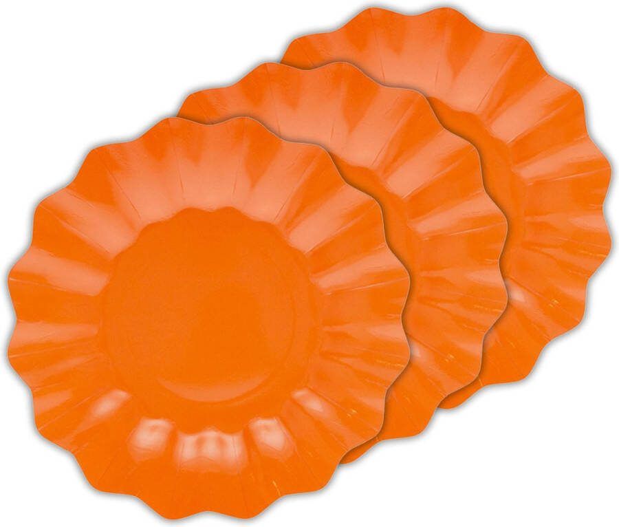 Givi Italia Feestbordjes gebaksbordjes schulprand 40x oranje rond papier karton 21 cm kinderfeestje