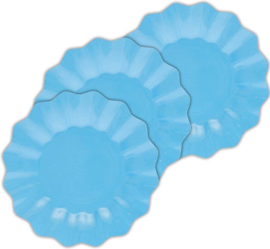 Givi Italia Feestbordjes gebaksbordjes schulprand 40x turquoise blauw rond papier karton 21 cm kinderfeestje