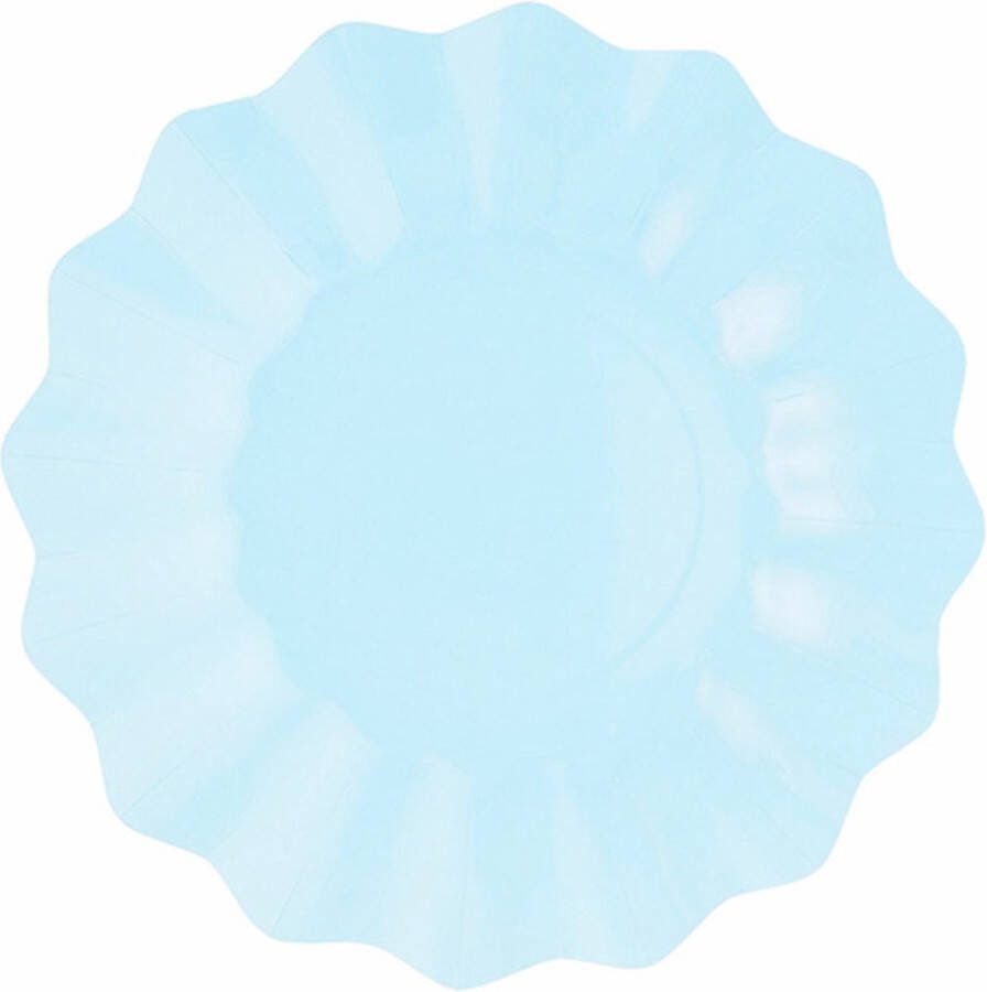Givi Italia Feestbordjes gebaksbordjes schulprand 8x baby blauw rond papier karton 21 cm kinderfeestje
