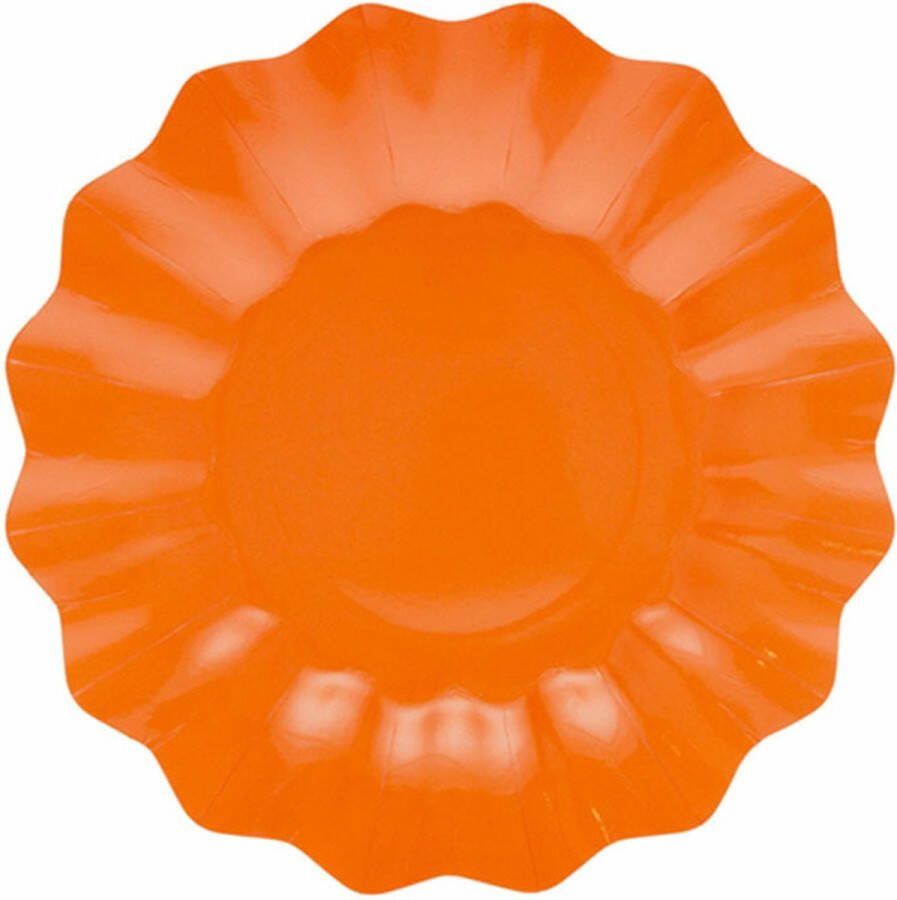 Givi Italia Feestbordjes gebaksbordjes schulprand 8x oranje rond papier karton 21 cm kinderfeestje