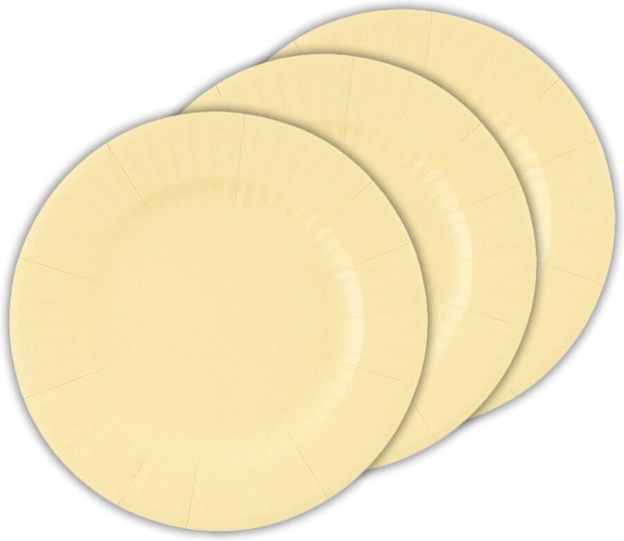 Givi Italia Feestbordjes gebaksbordjes 24x licht geel rond papier karton 21cm biologisch afbreekbaar groot