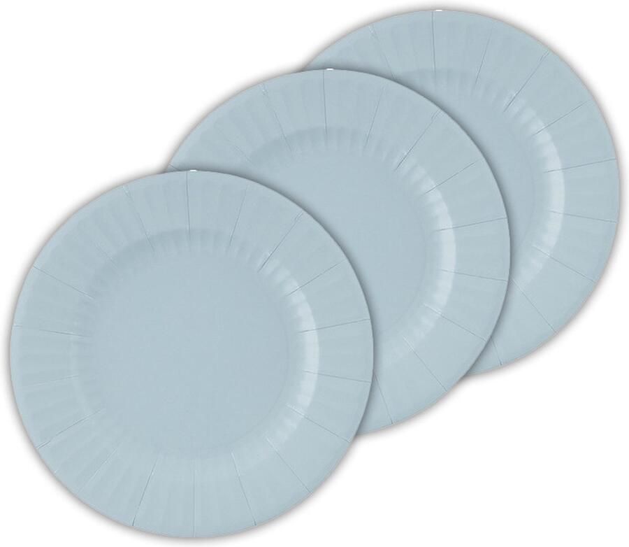 Givi Italia Feestbordjes gebaksbordjes 24x lichtblauw rond papier karton 21cm biologisch afbreekbaar groot