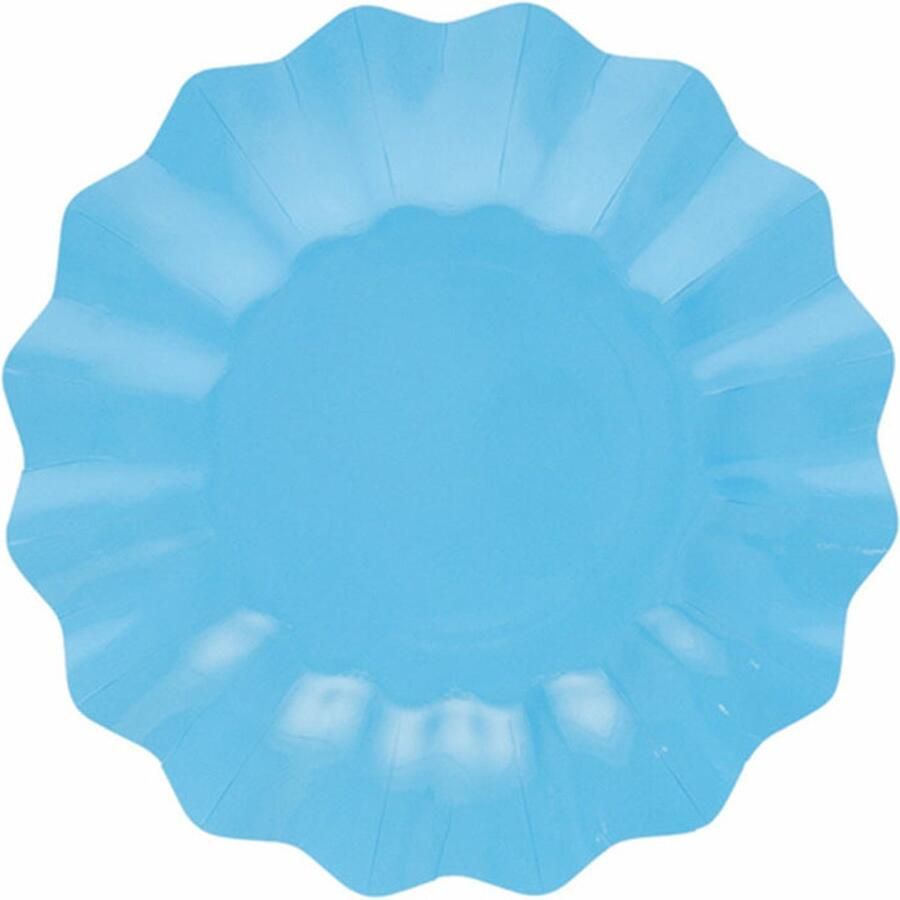 Givi Italia Feestbordjes gebaksbordjes schulprand 8x turquoise blauw rond papier karton 21 cm kinderfeestje