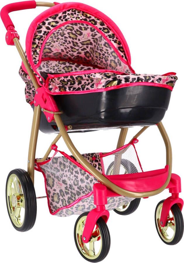 Glam Crew The 2In1 Poppenwagen Bella Met Luipaardprint Roze Goud