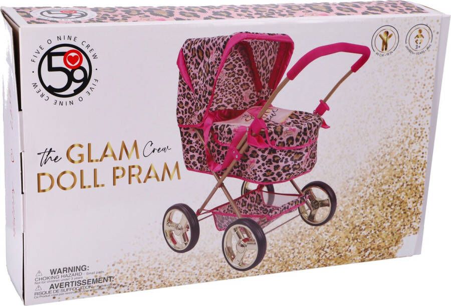 Glam Crew The Poppenwagen Gigi Met Luipaardprint Roze Goud