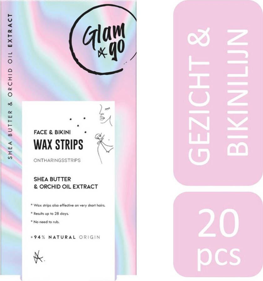 Glam & Go Wax Strips voor gezicht en bikinilijn Ontharing Face & Bikini 20 stuks