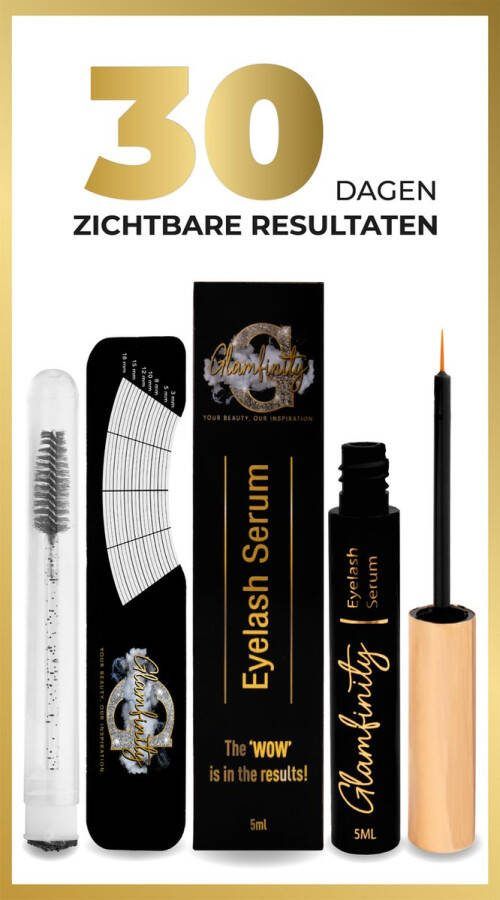 Glamfinity Lash Serum 5ML Vegan & Dierproefvrij Incl. meetkaart & wimperborstel 100% Natuurlijke ingrediënten Geschikt voor gevoelige ogen Resultaat binnen 30 dagen Wimperserum & Wenkbrauw serum Lash lift