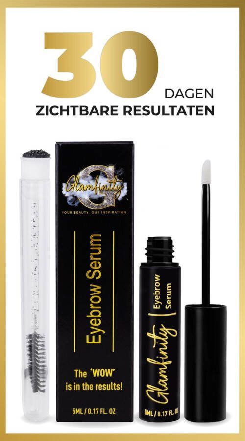 Glamfinity Eyebrow Serum 5 ML Vegan & Dierproefvrij Incl. wenkbrauwborstel 100% Natuurlijke ingrediënten Geschikt voor gevoelige huid Resultaat binnen 30 dagen Wimperserum & Wenkbrauw serum Lash lift Brow lamination