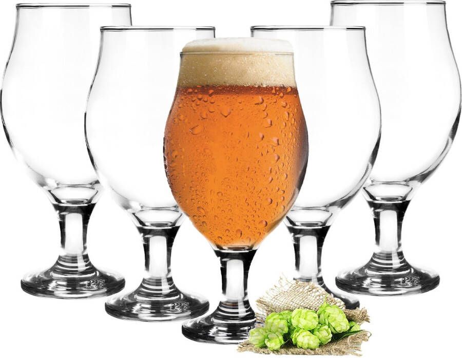 GlassMark Glasmark Bierglazen 6x op voet 500 ml glas speciaal bier Bierglazen