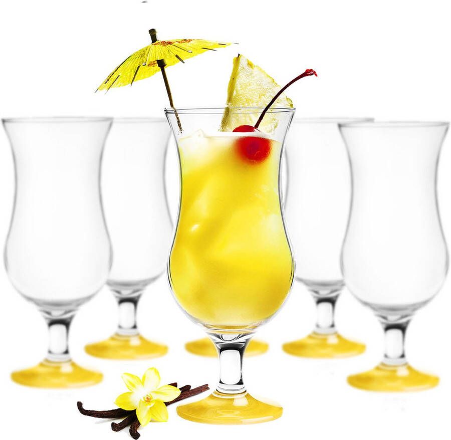 GlassMark Glasmark Cocktail glazen 6x 420 ml geel glas pina colada glazen Cocktailglazen