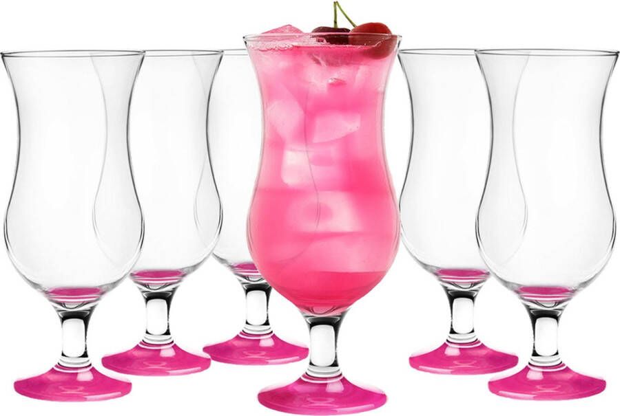 GlassMark Glasmark Cocktail glazen 6x 420 ml roze glas pina colada glazen Cocktailglazen