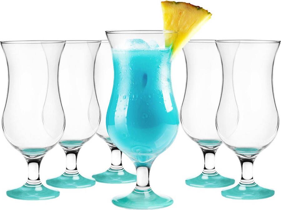 GlassMark Glasmark Cocktail glazen 6x 420 ml turquoise glas pina colada glazen Cocktailglazen