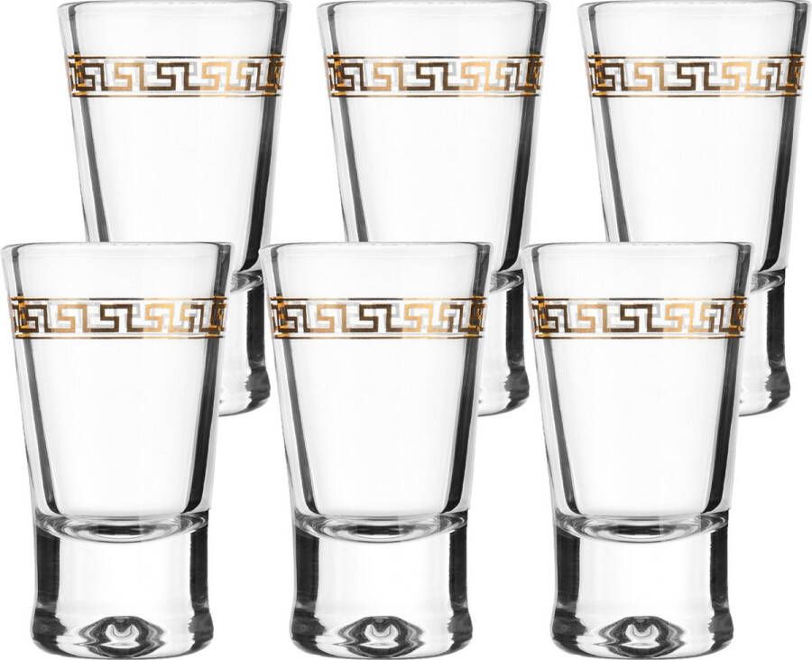 GlassMark Glasmark Shotglaasjes 12x gold collection 25 ml glas borrelglazen Shotglazen