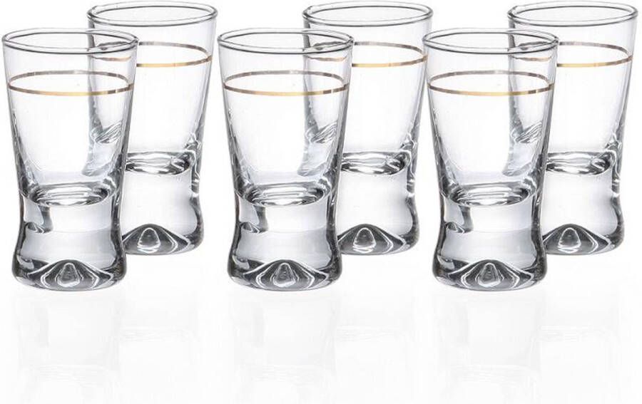 GlassMark Glasmark Shotglaasjes 12x gold collection 25 ml glas borrelglazen Shotglazen