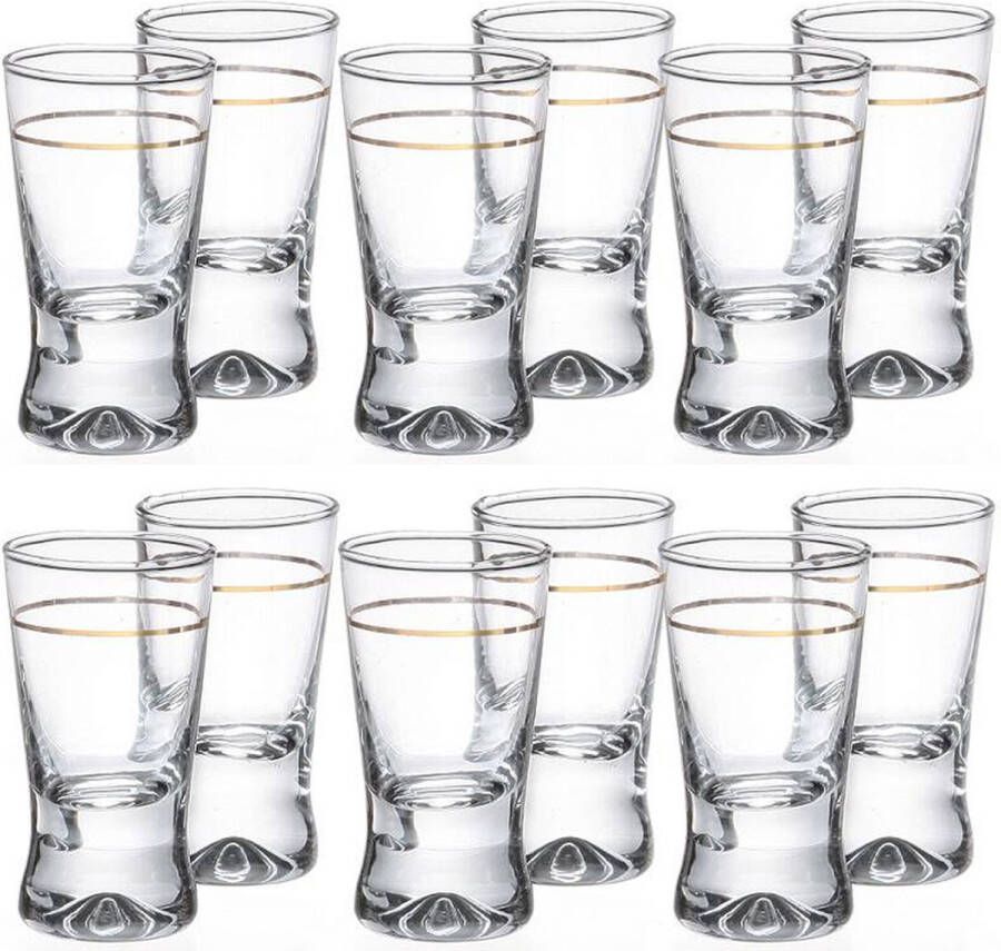 GlassMark Glasmark Shotglaasjes 24x gold collection 25 ml glas borrelglazen Shotglazen