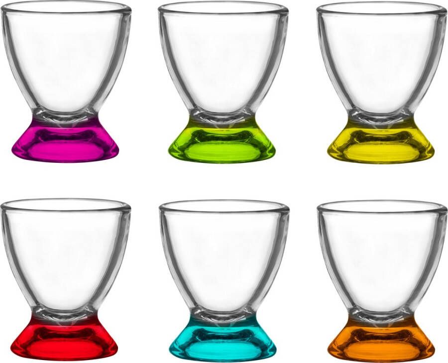 GlassMark Glasmark Shotglaasjes borrelglazen glas gekleurde onderzijde 24x stuks 35 ml Drinkglazen