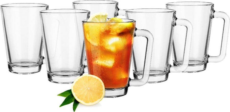 Glasmark Theeglazen koffie glazen model Toscane transparant glas 6x stuks 250 ml