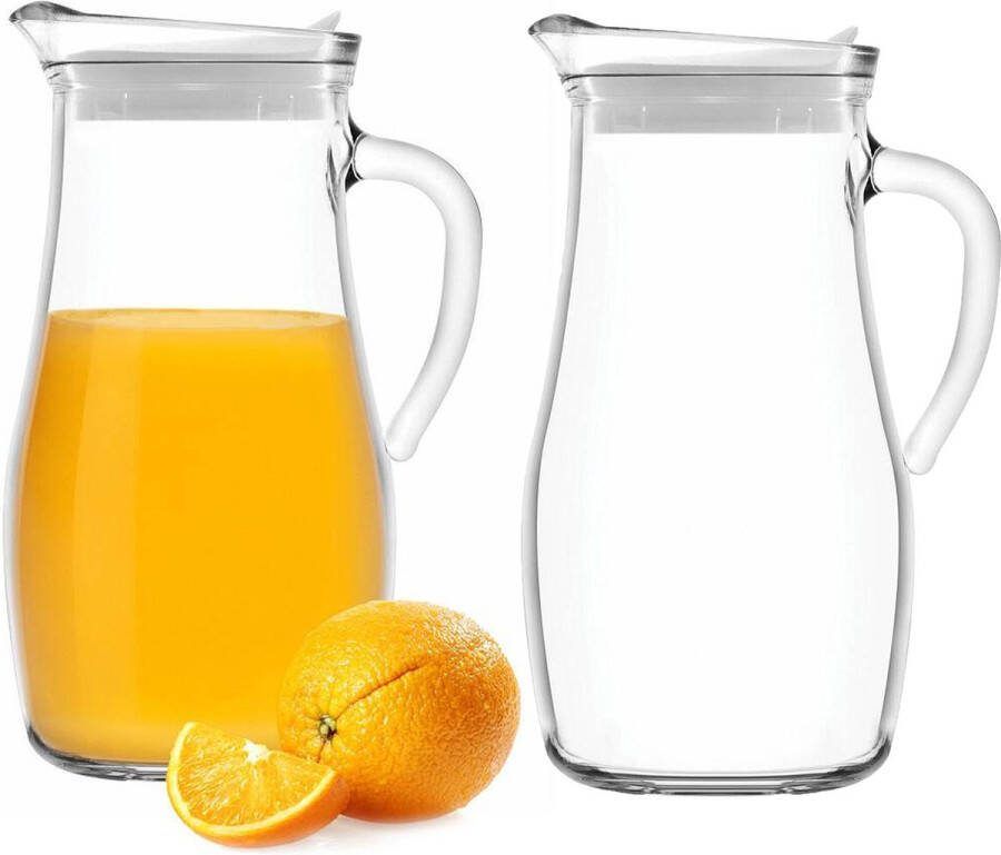 Glasmark Waterkan 2x met deksel 1 5L glas schenkkan waterkaraf