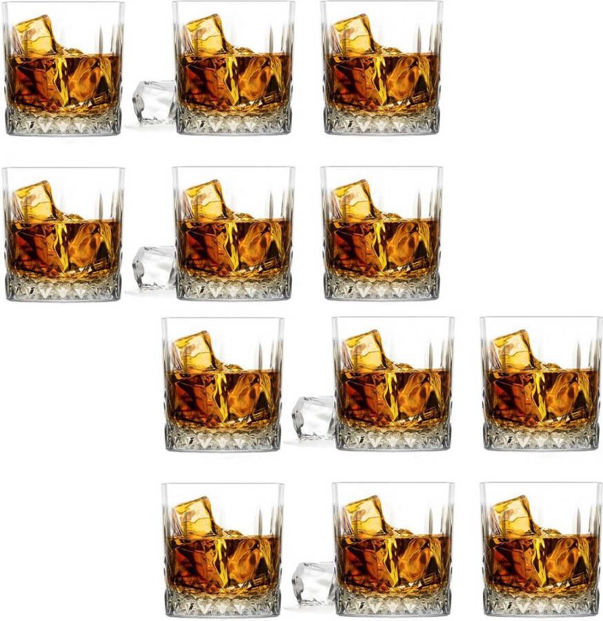 GlassMark Glasmark Whiskeyglazen 18x Diamond 280 ml glas waterglazen Whiskeyglazen