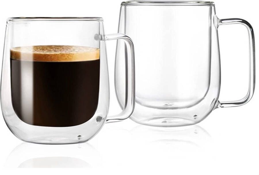 Glasrijk theeglazen 320 ml 2 stuks Dubbelwandige glazen Koffieglazen Theeglas met oor Theeglas Cappuccino glazen Latte macchiato glazen Koffieglas met oor Theeglazen met oor Koffieglazen met oor