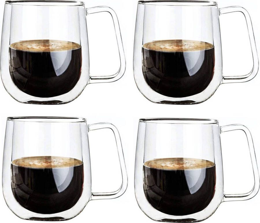 Glasrijk Theeglazen 320 ml 4 stuks Dubbelwandige glazen Koffieglazen Theeglas met oor Theeglas Cappuccino glazen Latte macchiato glazen Koffieglas met oor Theeglazen met oor Koffieglazen met oor