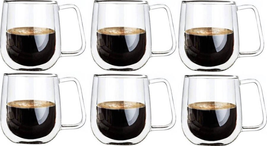 Glasrijk Theeglazen 320 ml 6 stuks Dubbelwandige glazen Koffieglazen Theeglas met oor Theeglas Cappuccino glazen Latte macchiato glazen Koffieglas met oor Theeglazen met oor Koffieglazen met oor