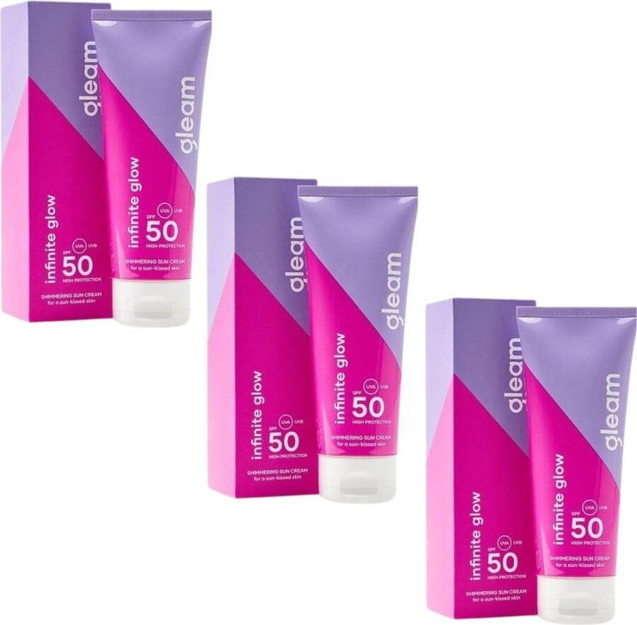 Gleam Glitter Zonnebrand SPF50 XL Voordeelverpakking 3x100ml
