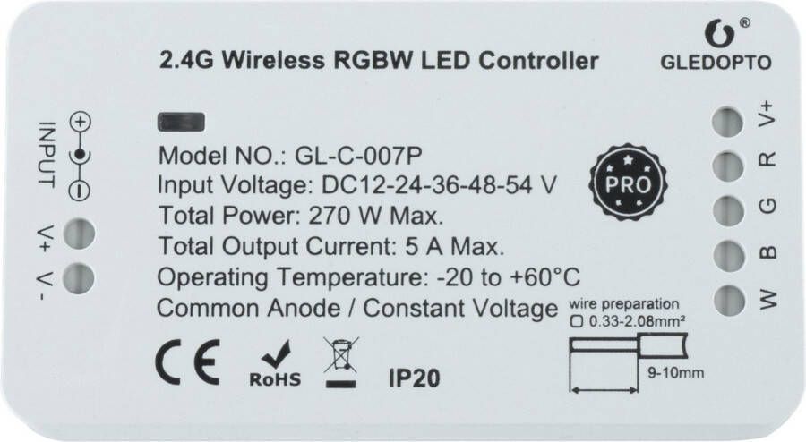 Gledopto Zigbee Pro LED Strip Controller RGBW GL-C-007P Werkt met Philips Hue