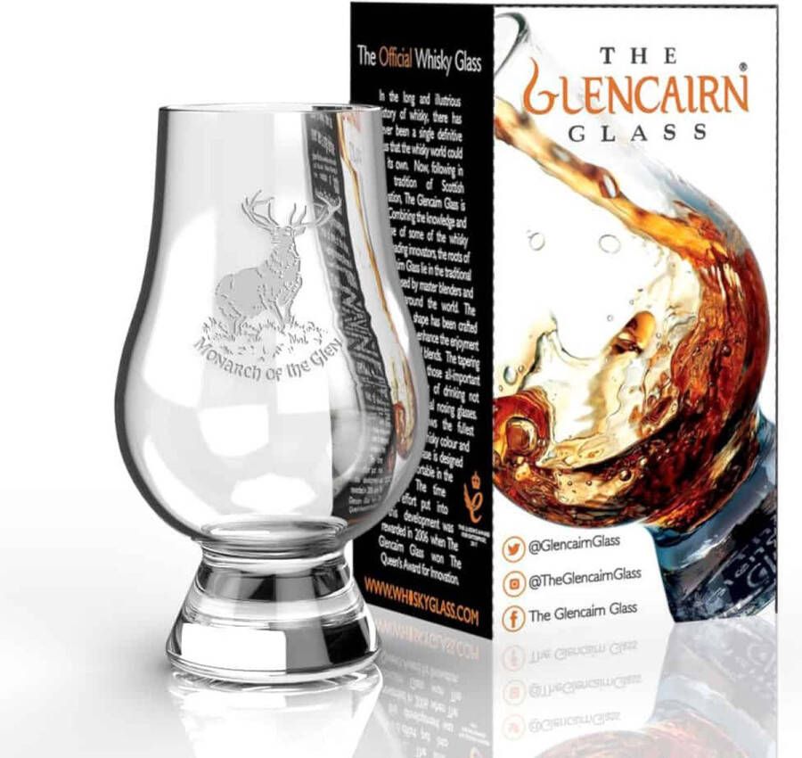 Glencairn Whiskyglas Edelhert (Monarch of the Glen) Kristal loodvrij Made in Scotland