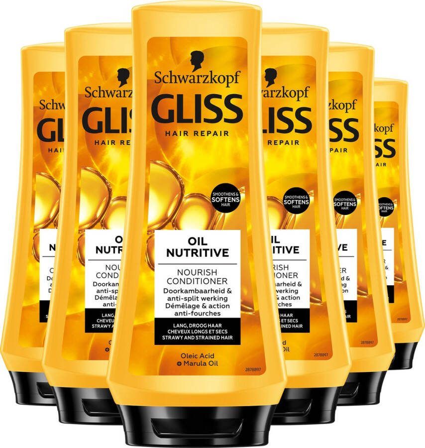 Gliss Schwarzkopf Conditioner Oil Nutritive 6x200 ml Voordeelverpakking