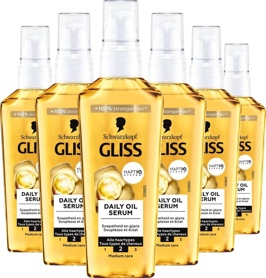 Gliss Schwarzkopf Oil Nutritive Daily Oil Serum Haarserum Alle haartypes 6x75ml Voordeelverpakking