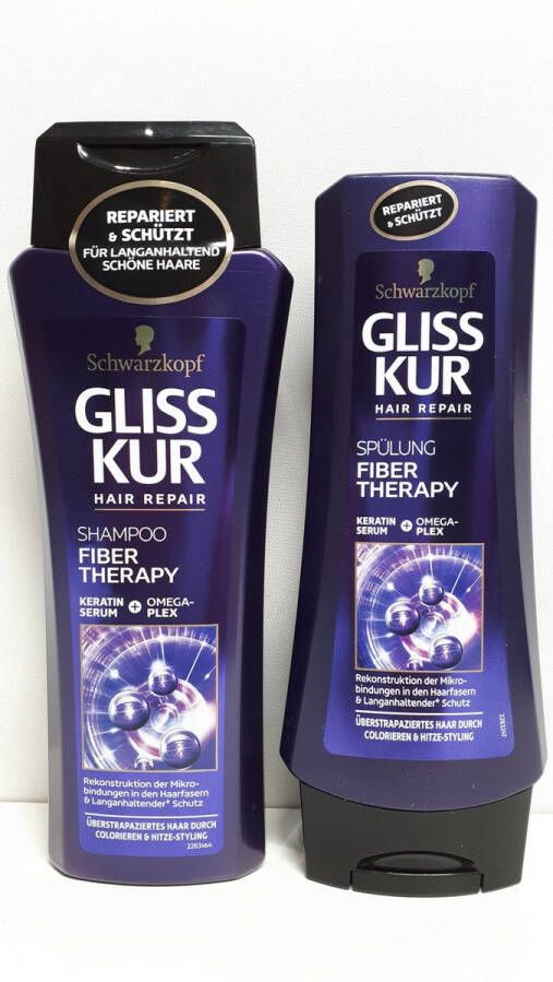 Gliss Kur 3 x Shampoo Fiber Therapy 250 ml + 3 x Fiber Therapy Conditioner 200 ml Voordeelverpakking