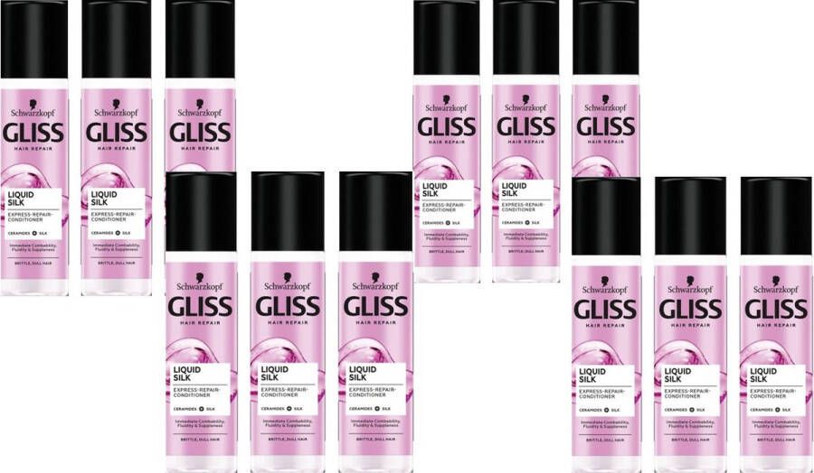 Gliss Kur Anti-klit Spray Liquid Silk Gloss Voordeelverpakking 12 x 200 ml