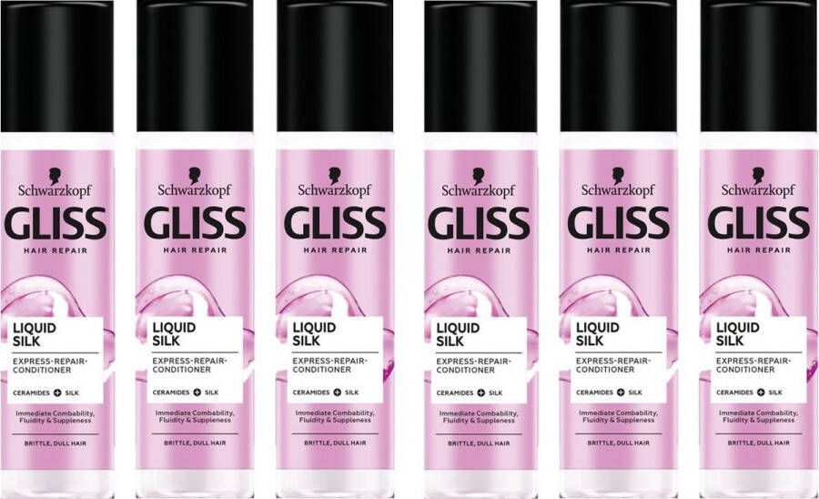 Gliss Kur Anti-klit Spray Liquid Silk Gloss Voordeelverpakking 6 x 200 ml