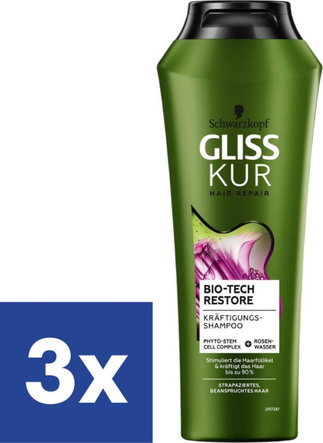 Gliss Kur Bio Tech Restore Shampoo 3 x 250 ml