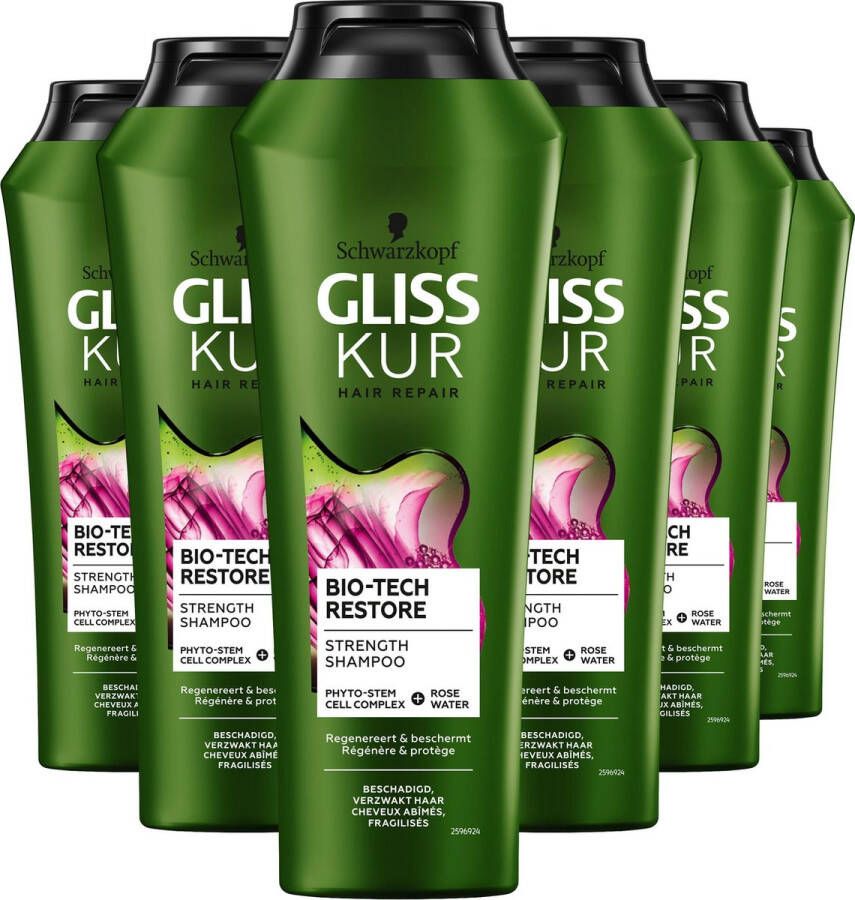 Gliss Kur BioTech Restore shampoo 6x 250 ml Voordeelverpakking