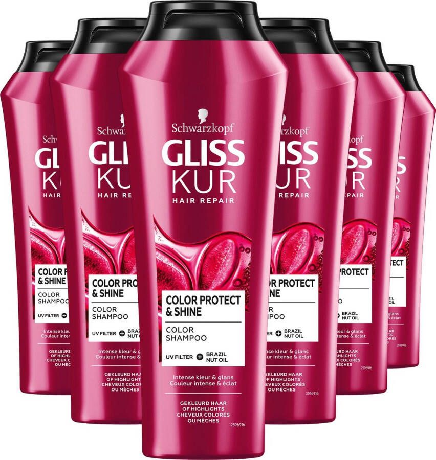 Gliss Color Protect & Shine Shampoo Haarverzorging Voordeelverpakking 6 x 250 ml