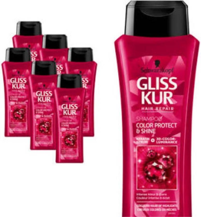 Gliss Kur Color Protect & Shine Shampoo Schwarzkopf 6 x 250 ml Voordeelverpakking