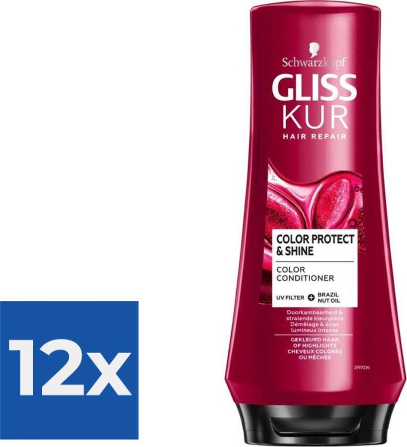 Gliss Kur Conditioner Color Protect & Shine 200 ml Voordeelverpakking 12 stuks