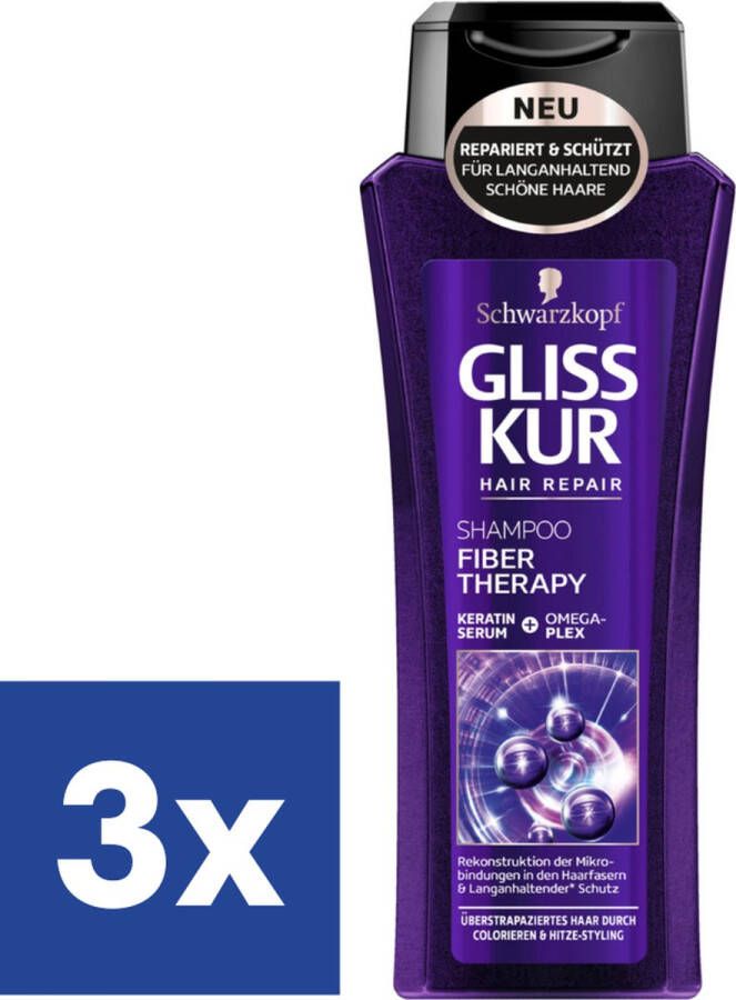 Gliss Kur Fiber Therapy Shampoo 3 x 250 ml