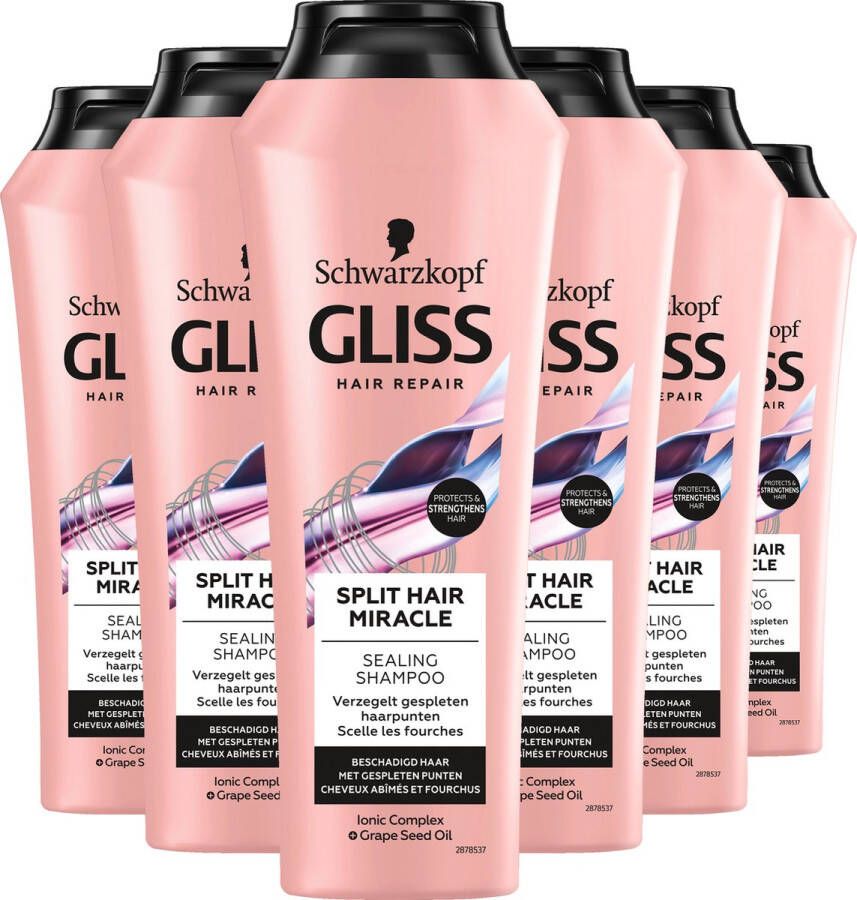 Gliss Kur Gliss Split Hair Miracle Shampoo Haarverzorging Voordeelverpakking 6 x 250 ml