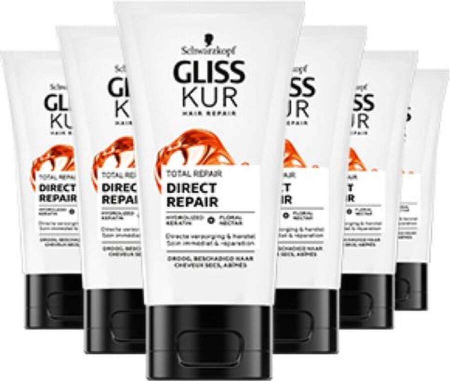 Gliss Kur Gliss Total Repair Direct Repair Haarverzorging Voordeelverpakking 6 x 150 ml