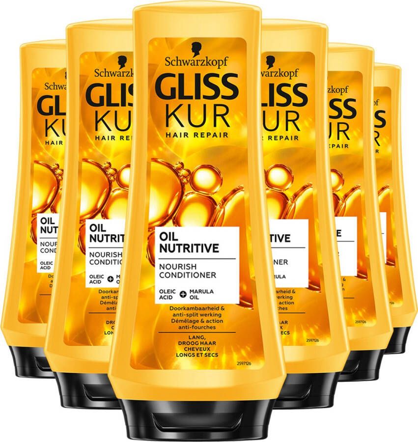 Gliss Oil Nutritive Conditioner Haarverzorging Voordeelverpakking 6 x 200 ml