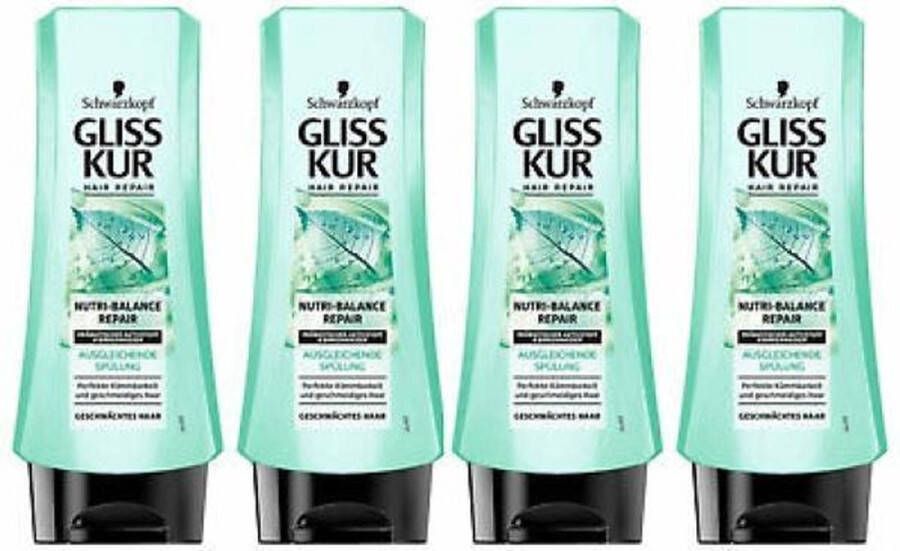 Gliss Kur Schwarzkopf Gliss-Kur Conditioner – Nutri-Balance Repair Voordeelverpakking 4 x 200 ml
