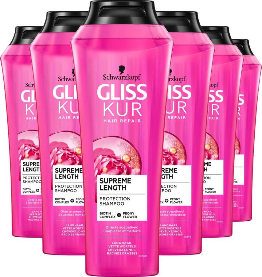 Gliss Kur Gliss Supreme Length Shampoo Haarverzorging Voordeelverpakking 6x 250 ml