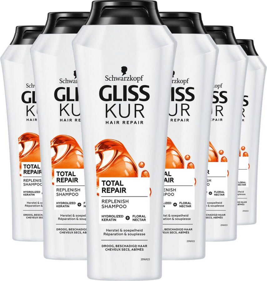 Gliss Kur Total Repair 19 Shampoo 6x 250 ml Voordeelverpakking
